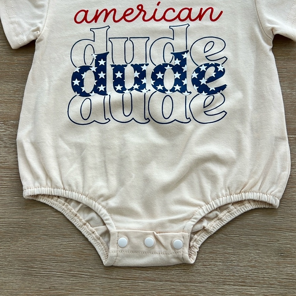 Baby Boy Americana Dude T-shirt Bubble Bodysuit Onesie 6-9 9-12 12-18 months - Picture 4 of 5